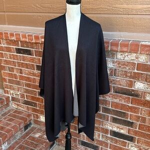 Kevia 100% Acrylic Black One Size Knitted Poncho Cape Shawl Sweater Cardigan